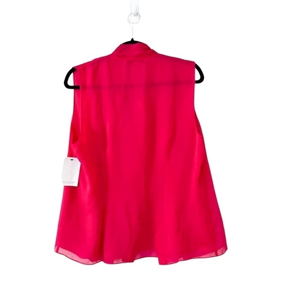 NWT DIANE VON FURSTENBERG Silk Sleeveless Sheer Hot Pink Blouse Size 12 - Picture 3 of 8